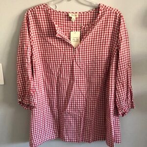 NWT Per Se red gingham tunic top